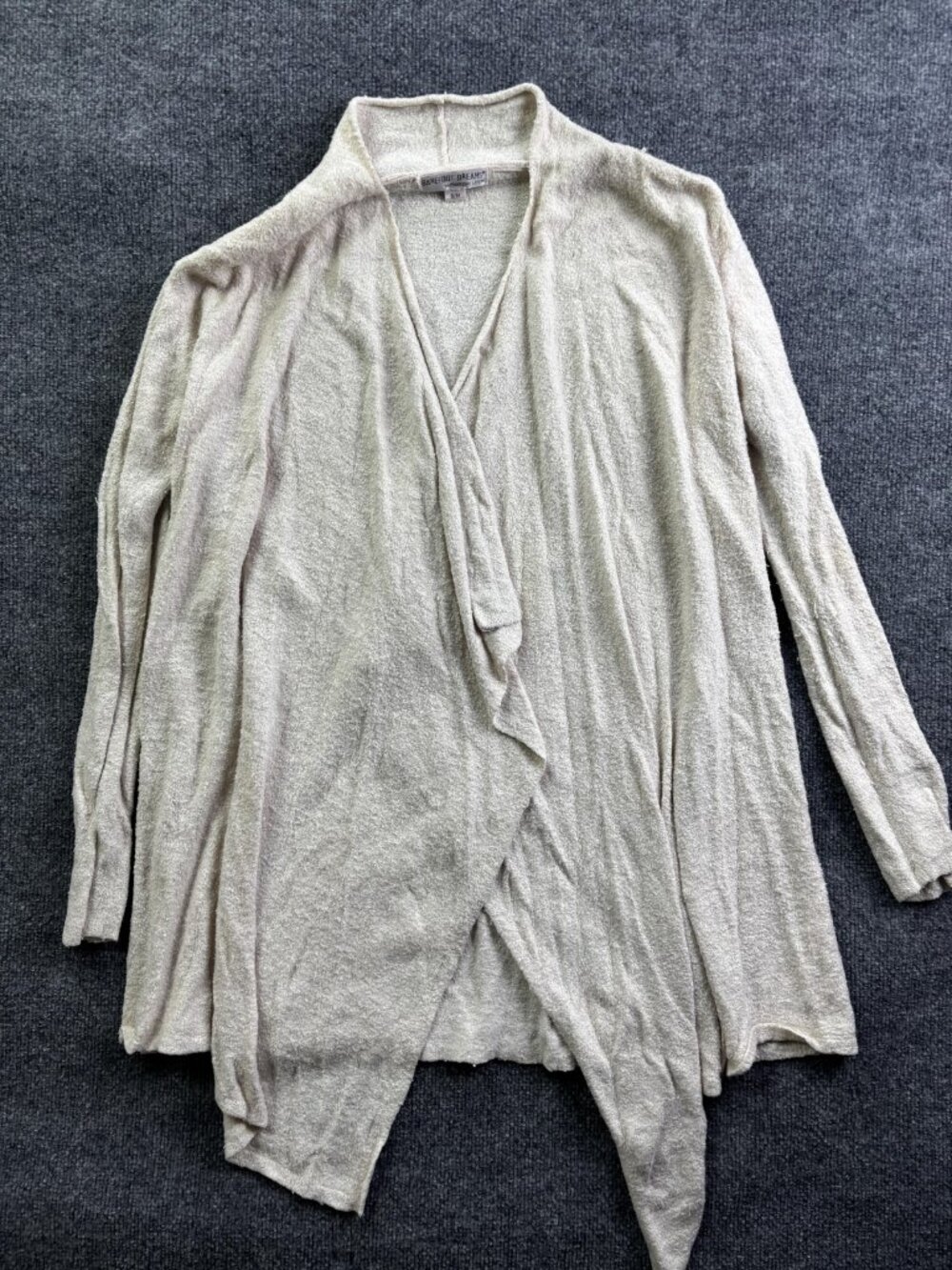 Barefoot Dreams Cardigan Sweater Womens S/M Beige Draped Bamboo Chic Lite‎ Knit